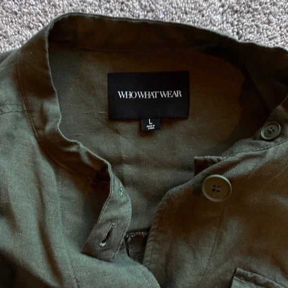 Like New Who What Wear Women's Olive Green Linen Blend Utility Jacket, L - Picture 7 of 9